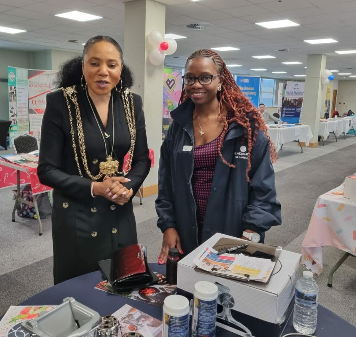 The Lord Mayor visiting the Strength 2 Strength Saladmaster stand at a Leeds business event